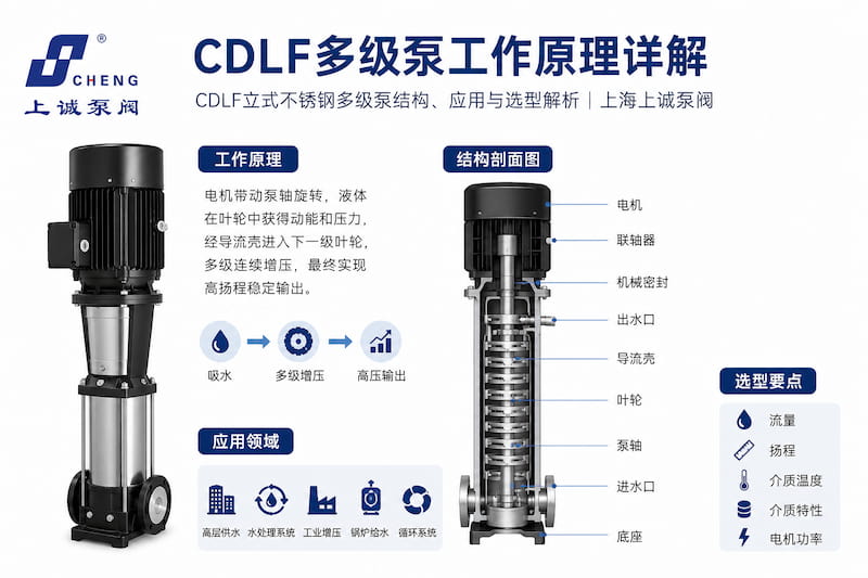 CDLF多級(jí)泵工作原理詳解｜CDLF立式不銹鋼多級(jí)泵運(yùn)行方式解析｜上海上誠(chéng)泵閥