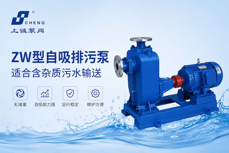 ZW型自吸排污泵為什么適合含雜質污水輸送？｜上海上誠泵閥